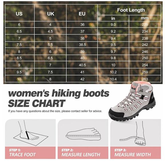 R CORD Womens Waterproof Breathable Non-slip Hiking Boot for Outdoors - Picture 6 of 6